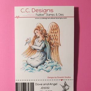 #179 FEMALE ANGEL WITH BIRD RUBBER STAMP